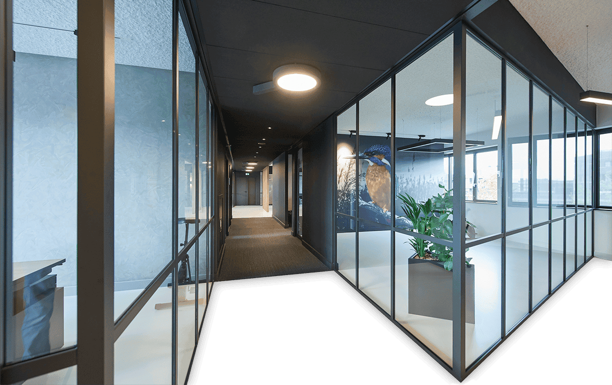 Glass Wall with Stripes Industrial Look