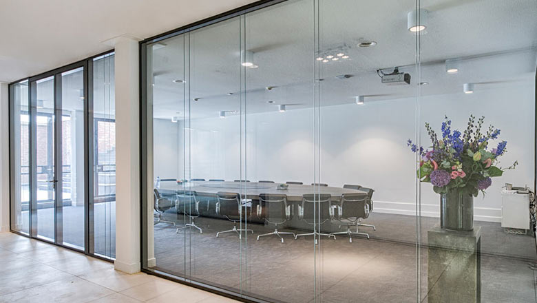 Conference room made of glass partition