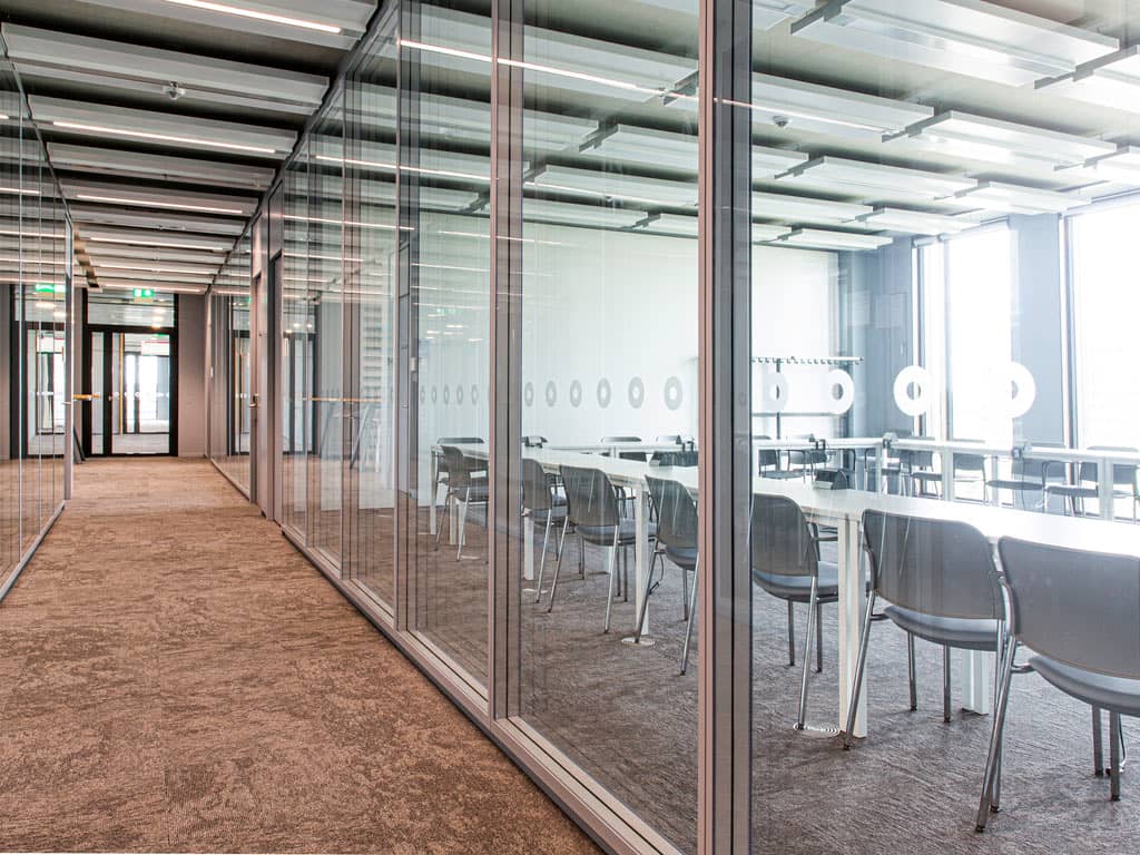 Conference room made of glass walls