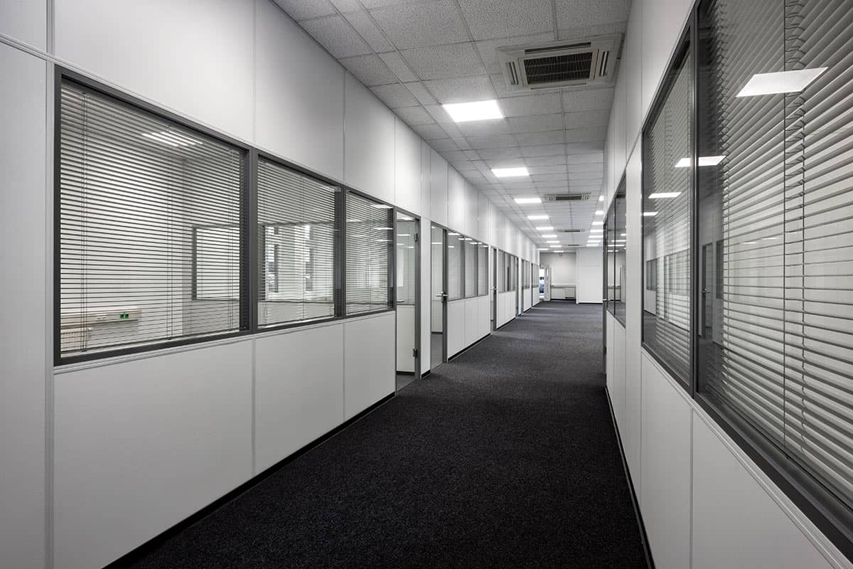 glass wall with blinds
