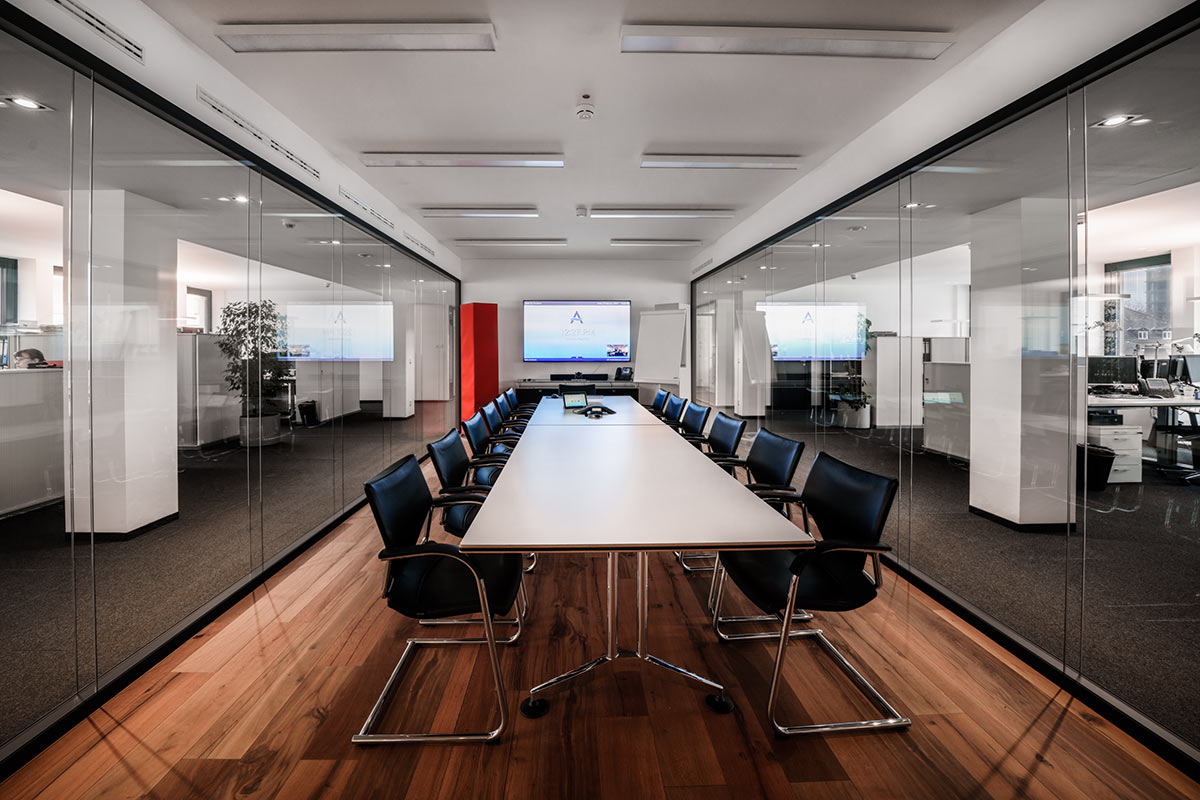 Glass walls to separate the conference room